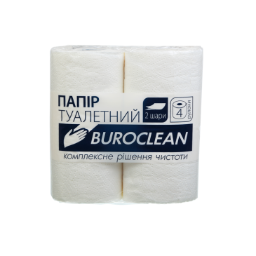 Папір туалетний целюлозний "Buroclean", 4 рулони, біла