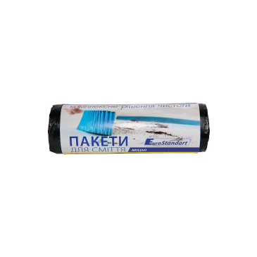 Пакети для сміття 120л/10шт, 900х1000мм, міцні, чорні, 24мкм, ПВТ (LDPE), BuroClean EuroStandart