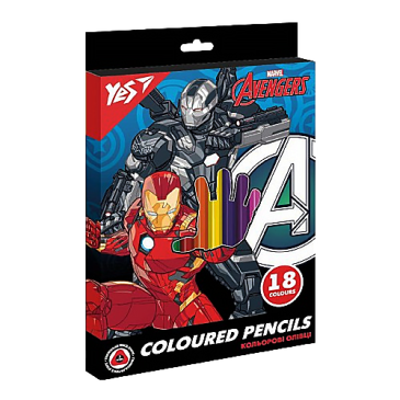 Олівці кольорові YES 18 кол Marvel.Avengers