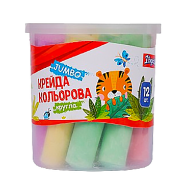 Крейда кольорова 1Вересня Zoo Land, 12 шт. JUMBO в відрі