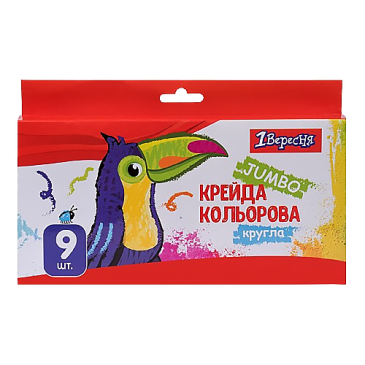 Крейда кольорова 1Вересня "Zoo Land" 9 шт JUMBO