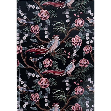 Книга для запису А4, 96 арк. клітинка,  Birds&Flowers темно-сіра