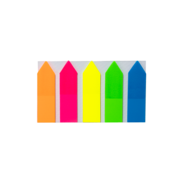 Закладки пласт. з клейким шаром СТРІЛКИ, NEON 45x12мм, 5 кольор. по 25 арк., асорті