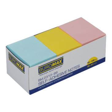 Блок паперу для нотаток PASTEL, 38х51 мм, 3 кол. по 100 арк.
