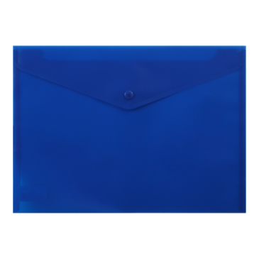 Папка-конверт матова, на кнопці, А4, на 150 арк.,  синя