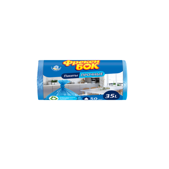 Пакети для сміття, п /е, 35л/50шт, сині, HD, 50х60, ФРЕКЕН БОК #1