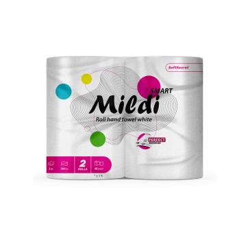 Рушники целюлозні "Mildi Smart", по 2 рул., на гільзі, 2-х шар., білі КОХАВИНКА