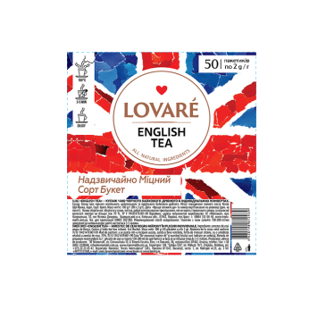Чай чорний 2г*50, пакет, "English tea" у прозорій плівці, LOVARE