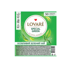 Чай зелений 1.5г*50, пакет, "Special green", LOVARE