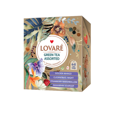 Чай зелений 1.5г*32, пакет, асорті, LOVARE