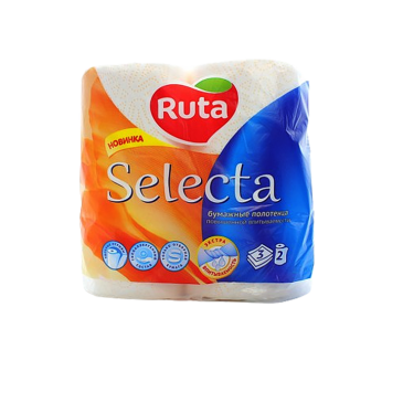Рушники целюлозні "Selecta", по 2 рул., На гільзі, 3-х сл., Білий RUTA