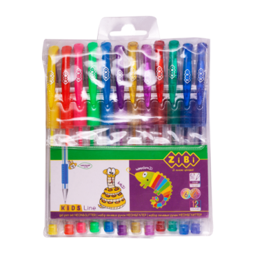 Набір з 12 гелевых ручек, NEON & GLITTER, в пластиковому пеналі, KIDS Line
